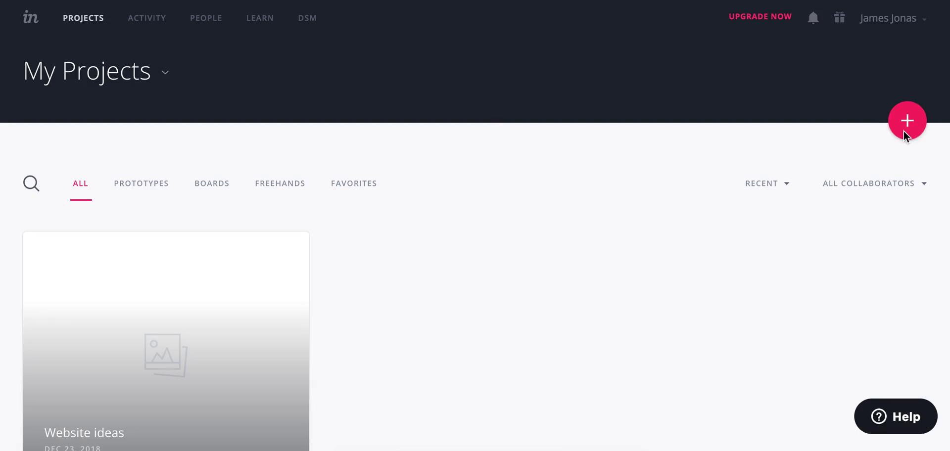 InVision projects screenshot