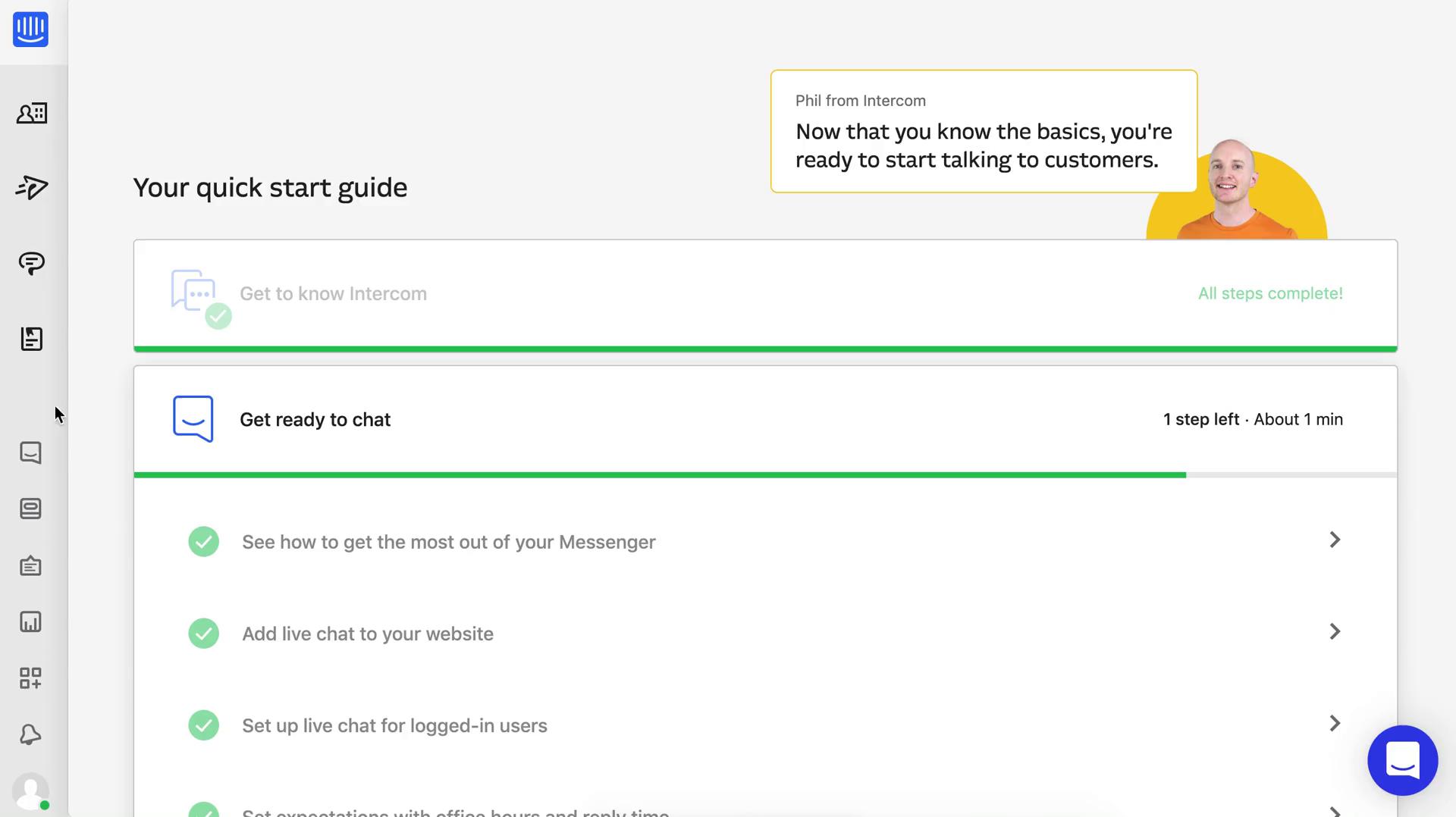 Intercom guides screenshot