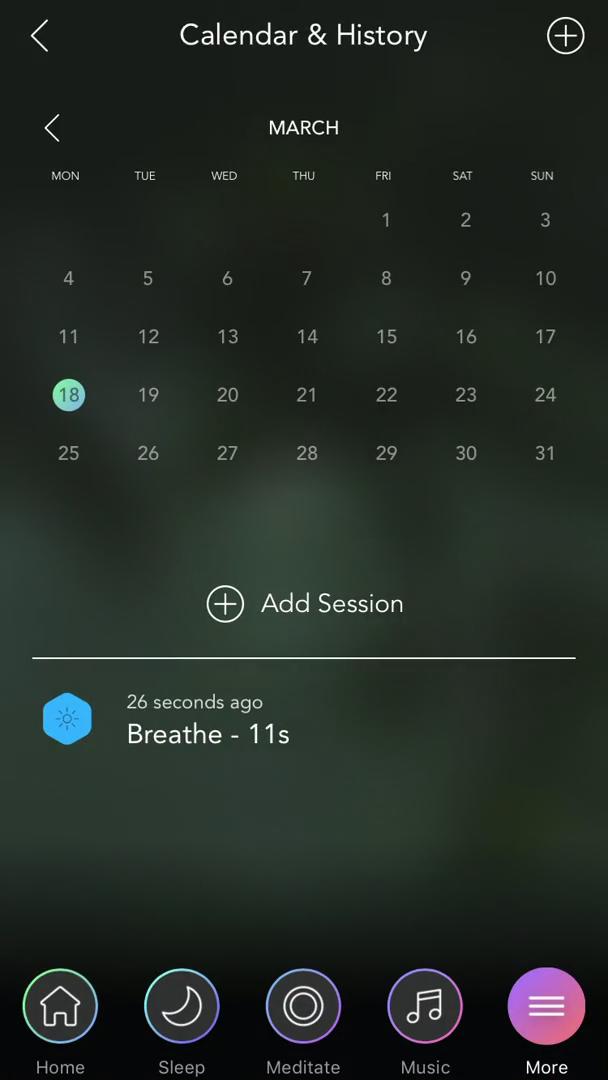 Calm calendar screenshot