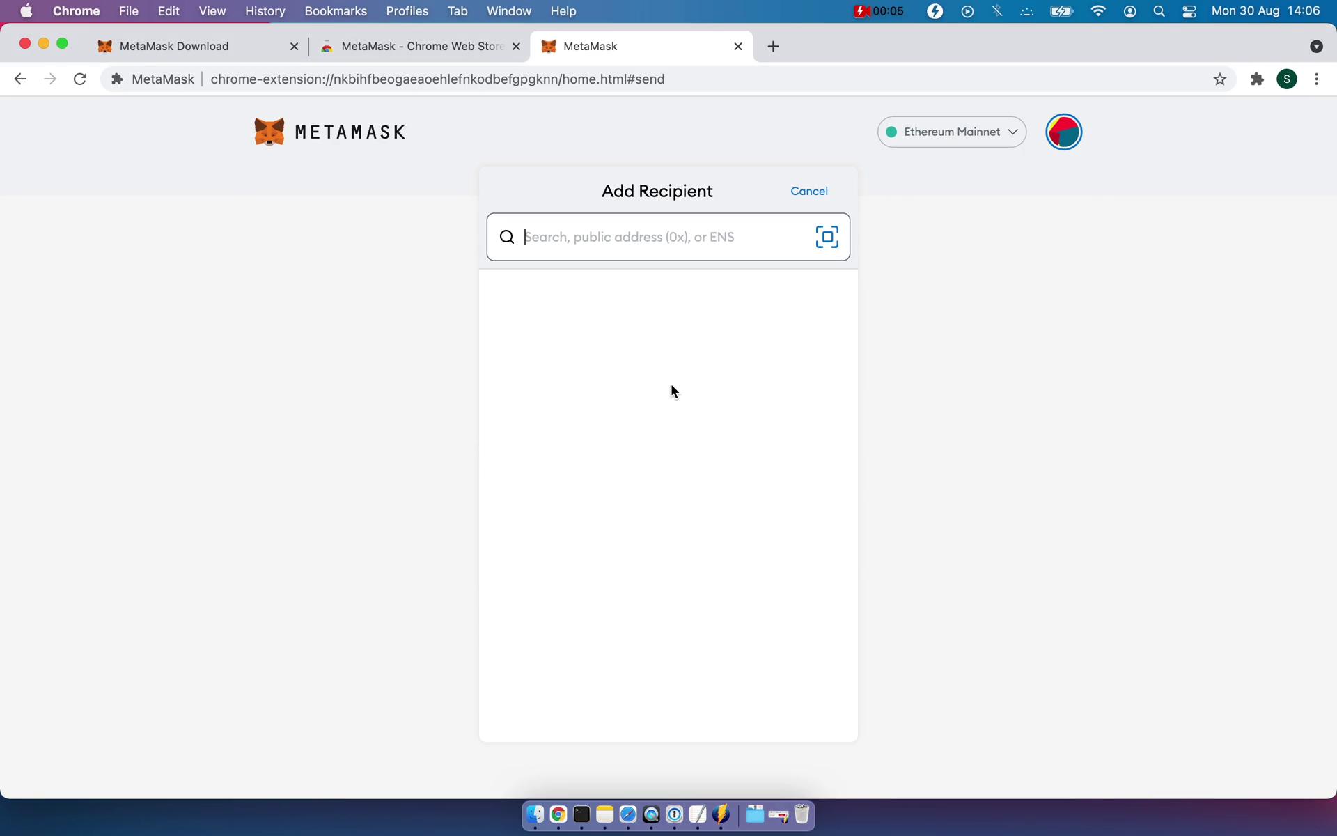 MetaMask add receipt screenshot