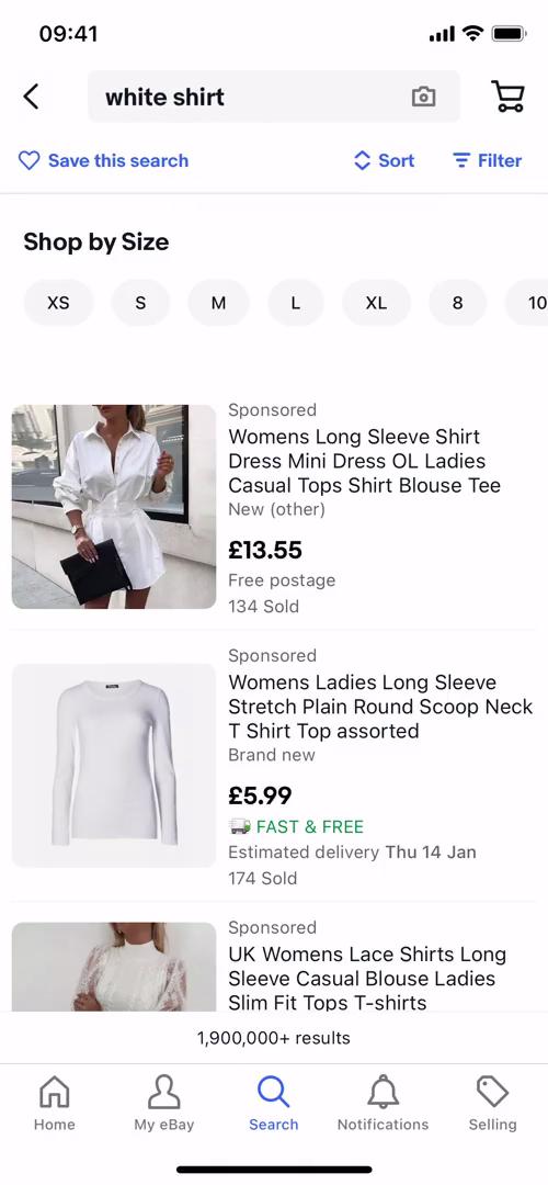 eBay search results screenshot