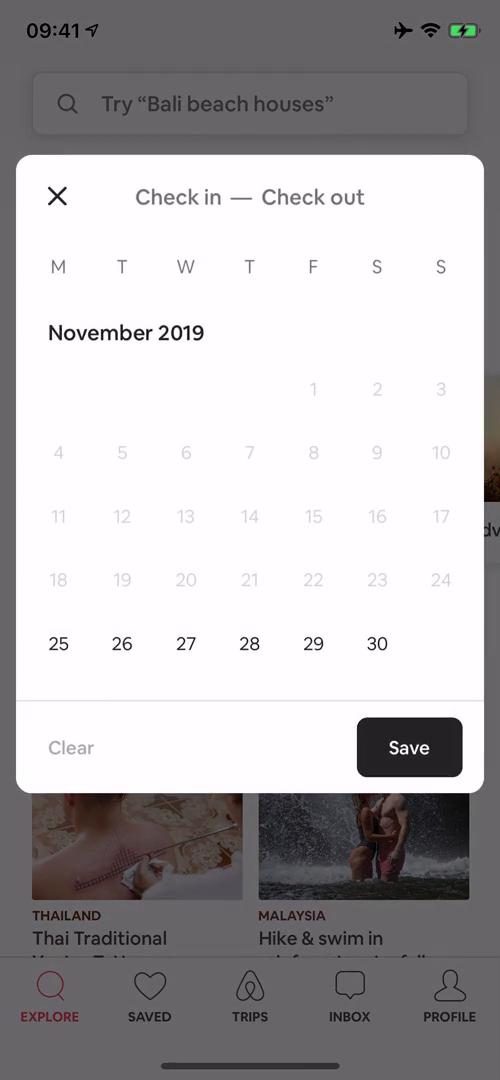 Airbnb select dates screenshot