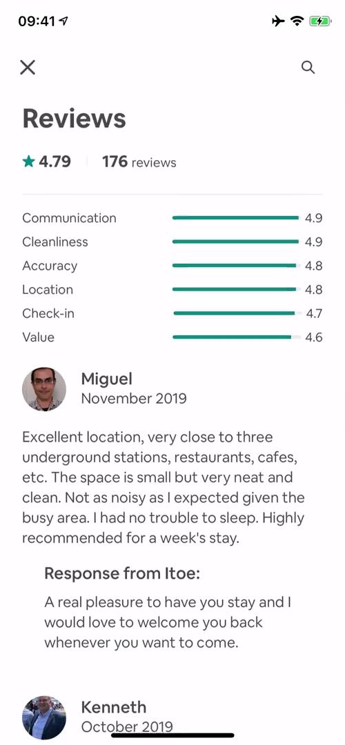 Airbnb reviews screenshot