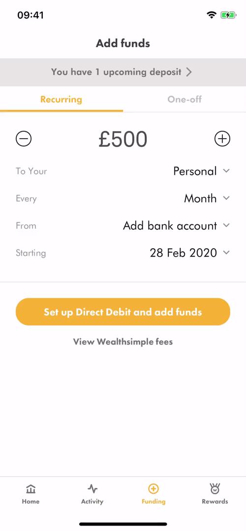 Wealthsimple add funds screenshot