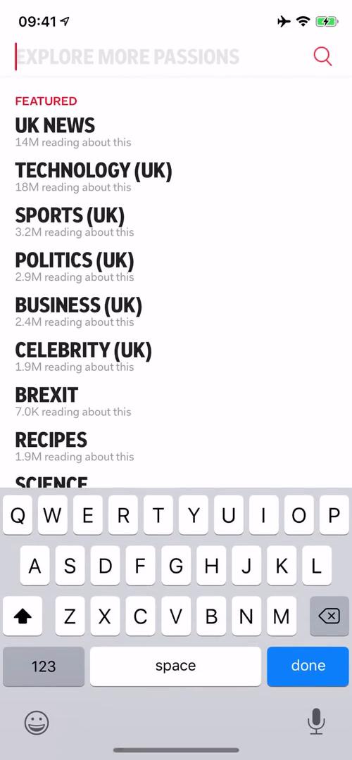 Flipboard topics screenshot