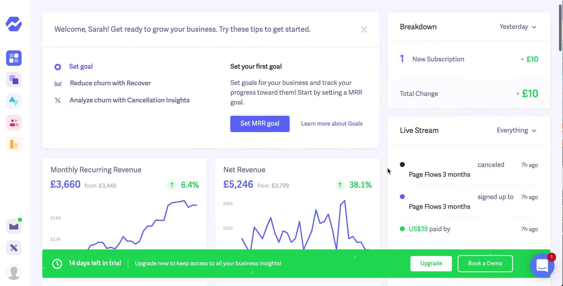 Baremetrics dashboard screenshot