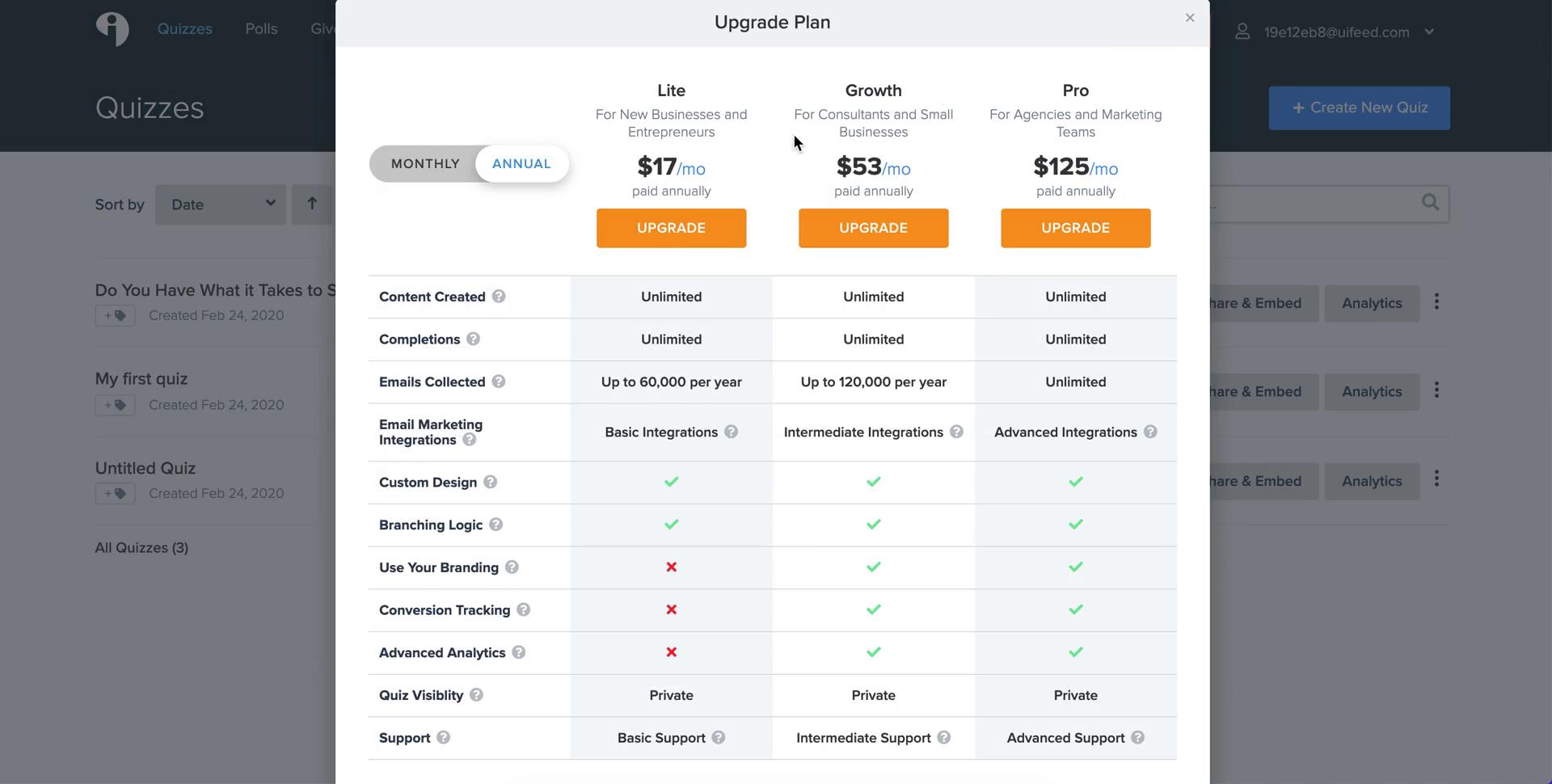 Interact select plan screenshot