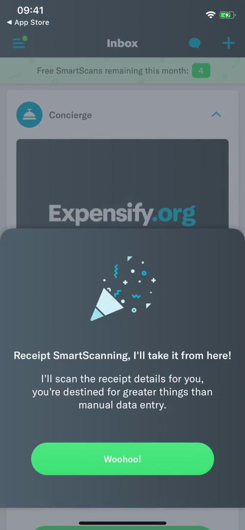 Expensify receipt uploaded screenshot