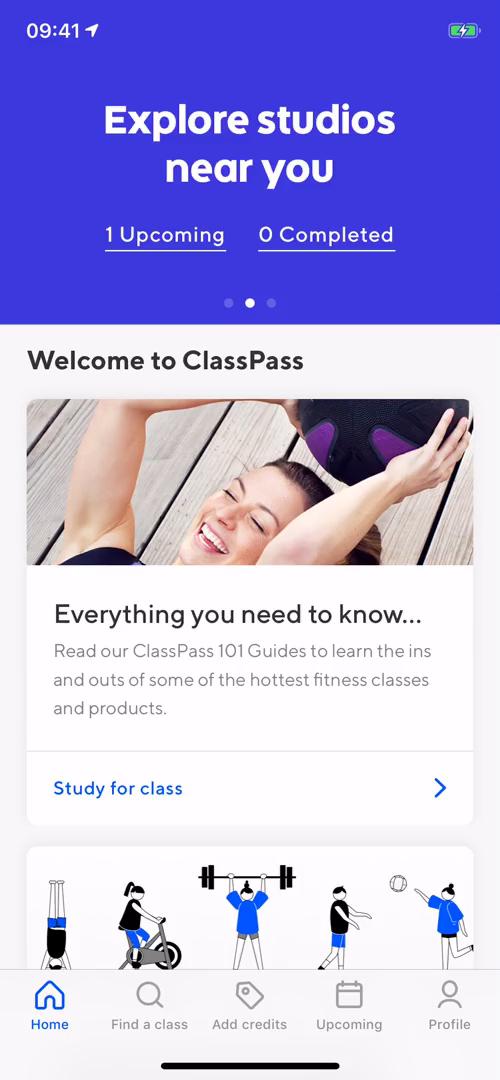 ClassPass dashboard screenshot