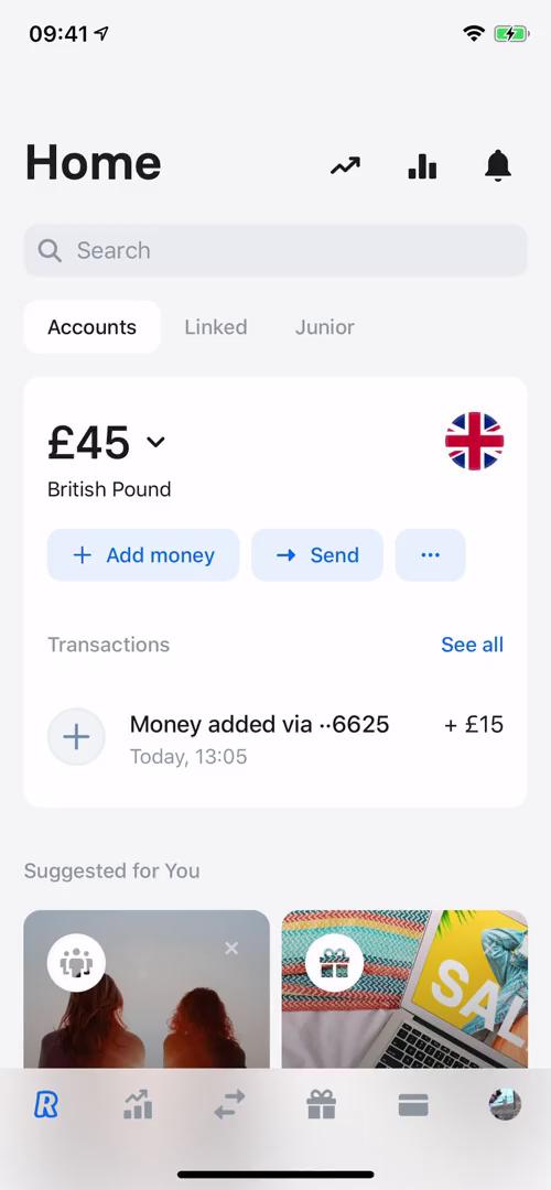 Revolut home screenshot