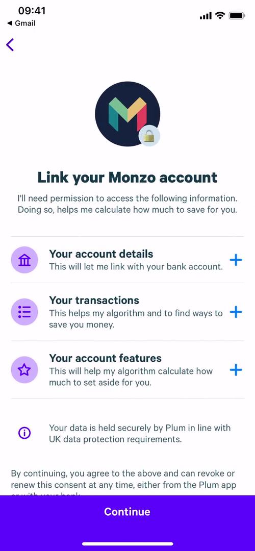 Plum connect bank screenshot