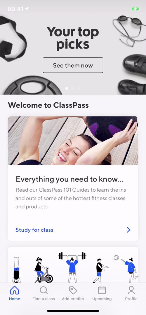 ClassPass dashboard screenshot