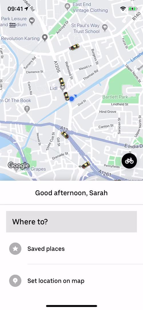 Uber home screenshot