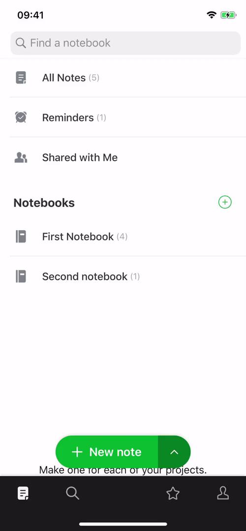 Evernote home screenshot