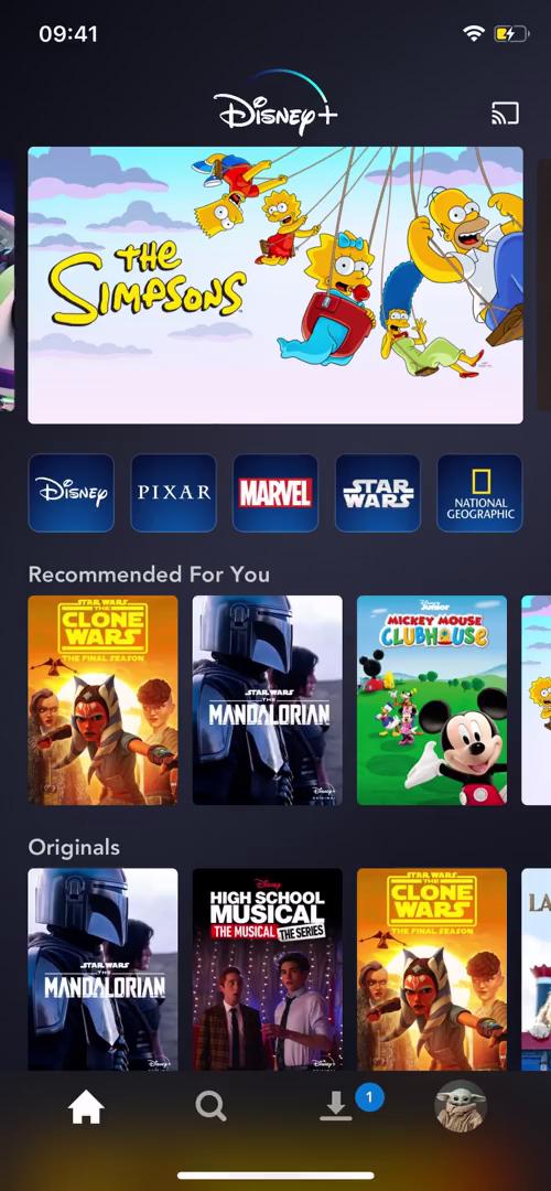 Disney+ home screenshot