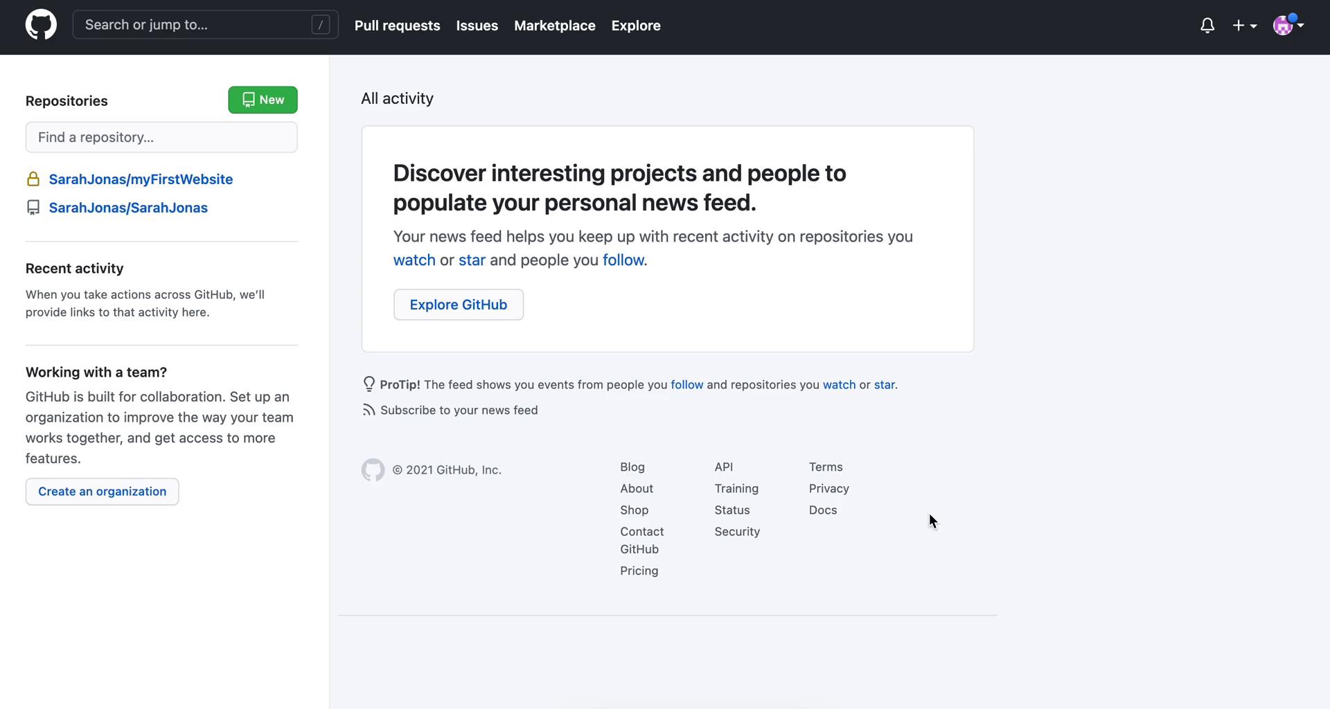 GitHub home screenshot