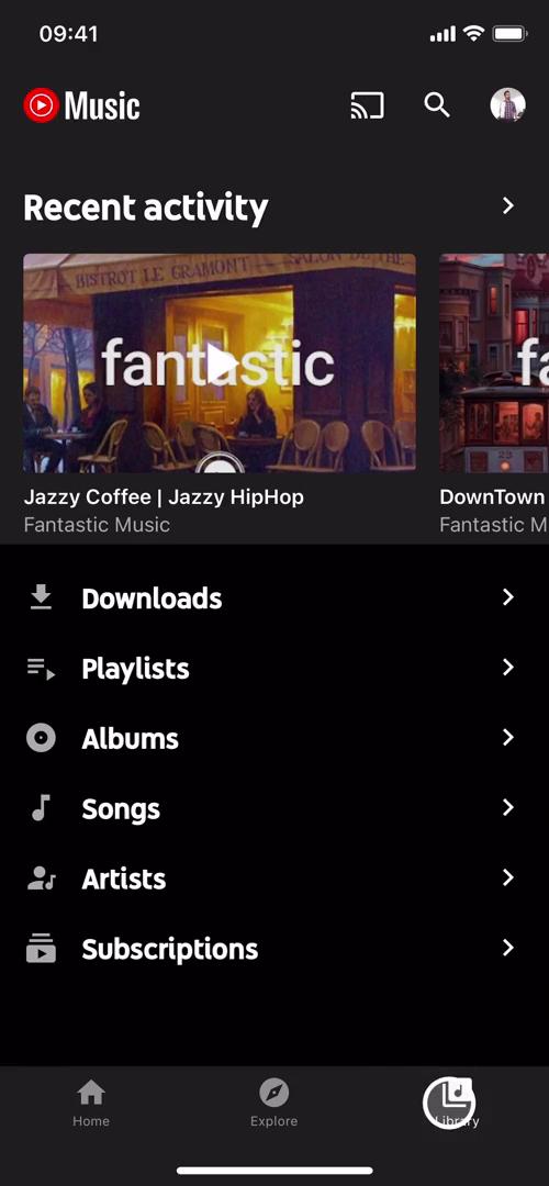 YouTube Music library screenshot