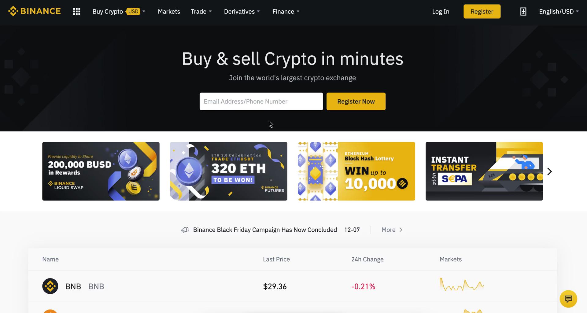 Binance home screenshot