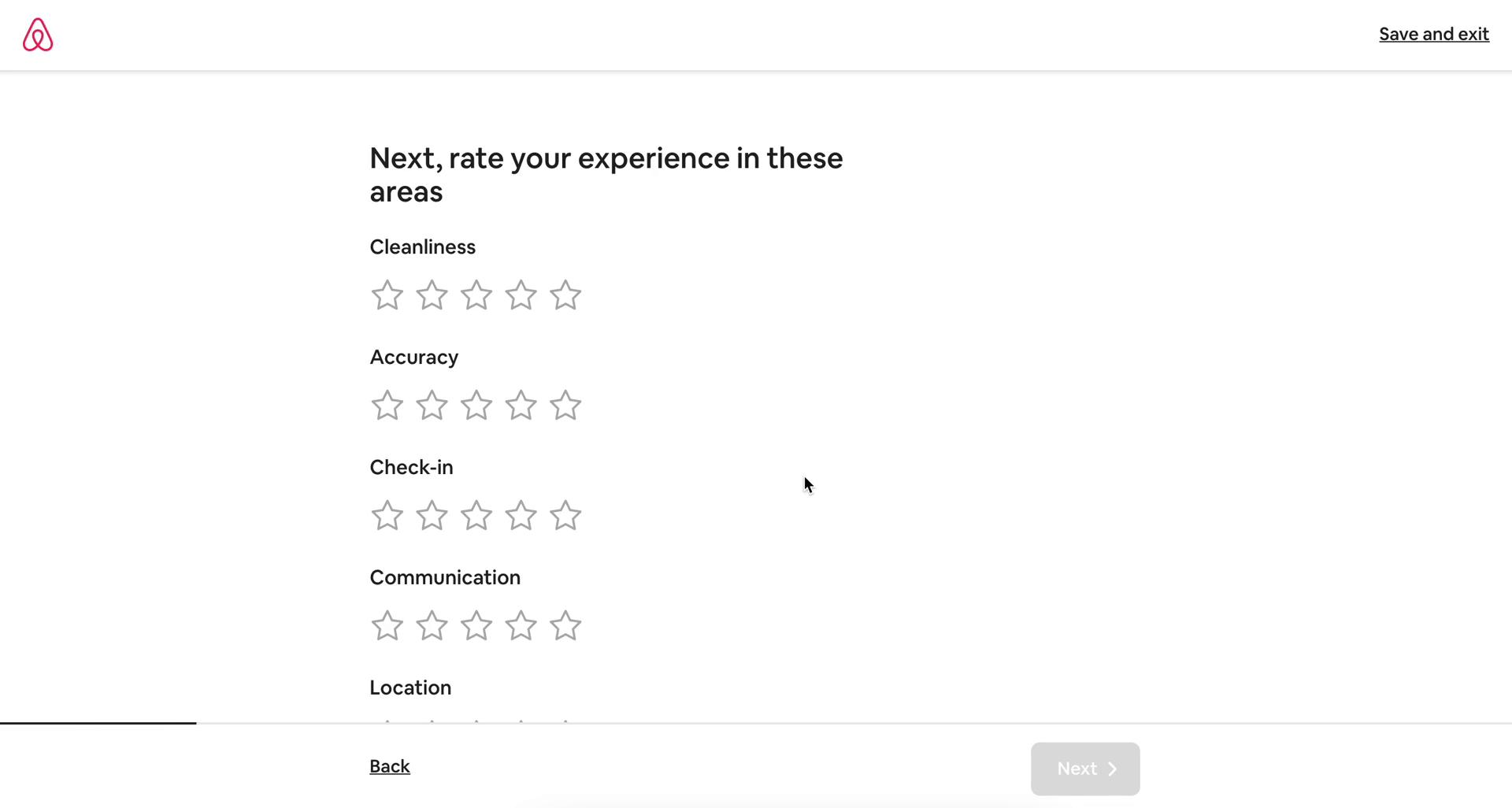 Airbnb add ratings screenshot