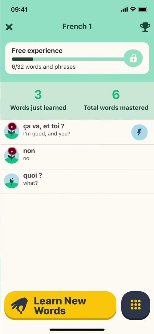 Memrise lesson complete screenshot