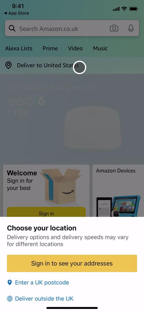 Amazon set location screenshot
