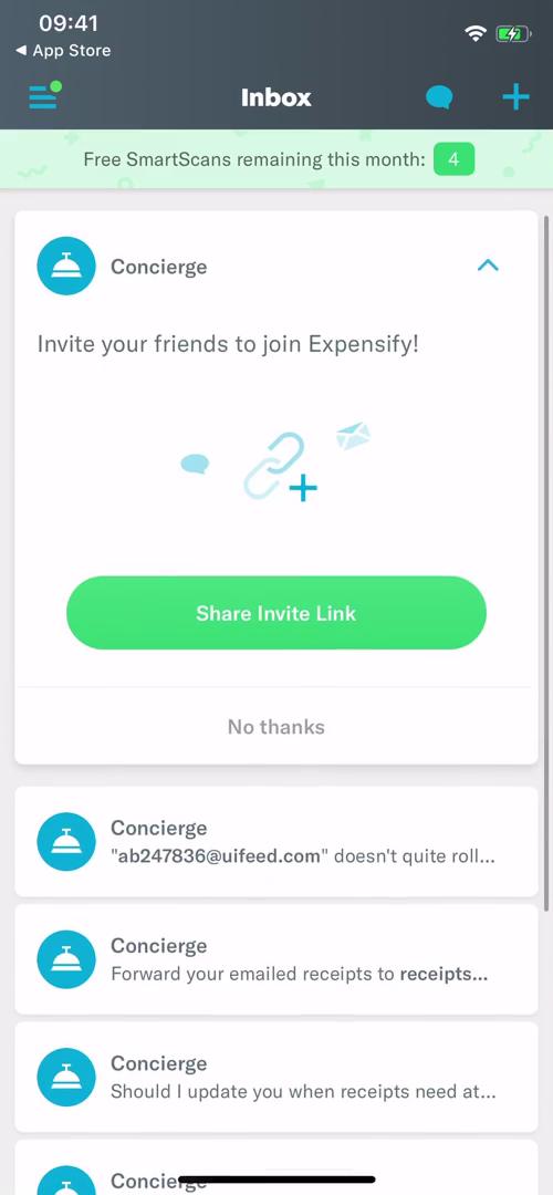 Expensify invite friends screenshot