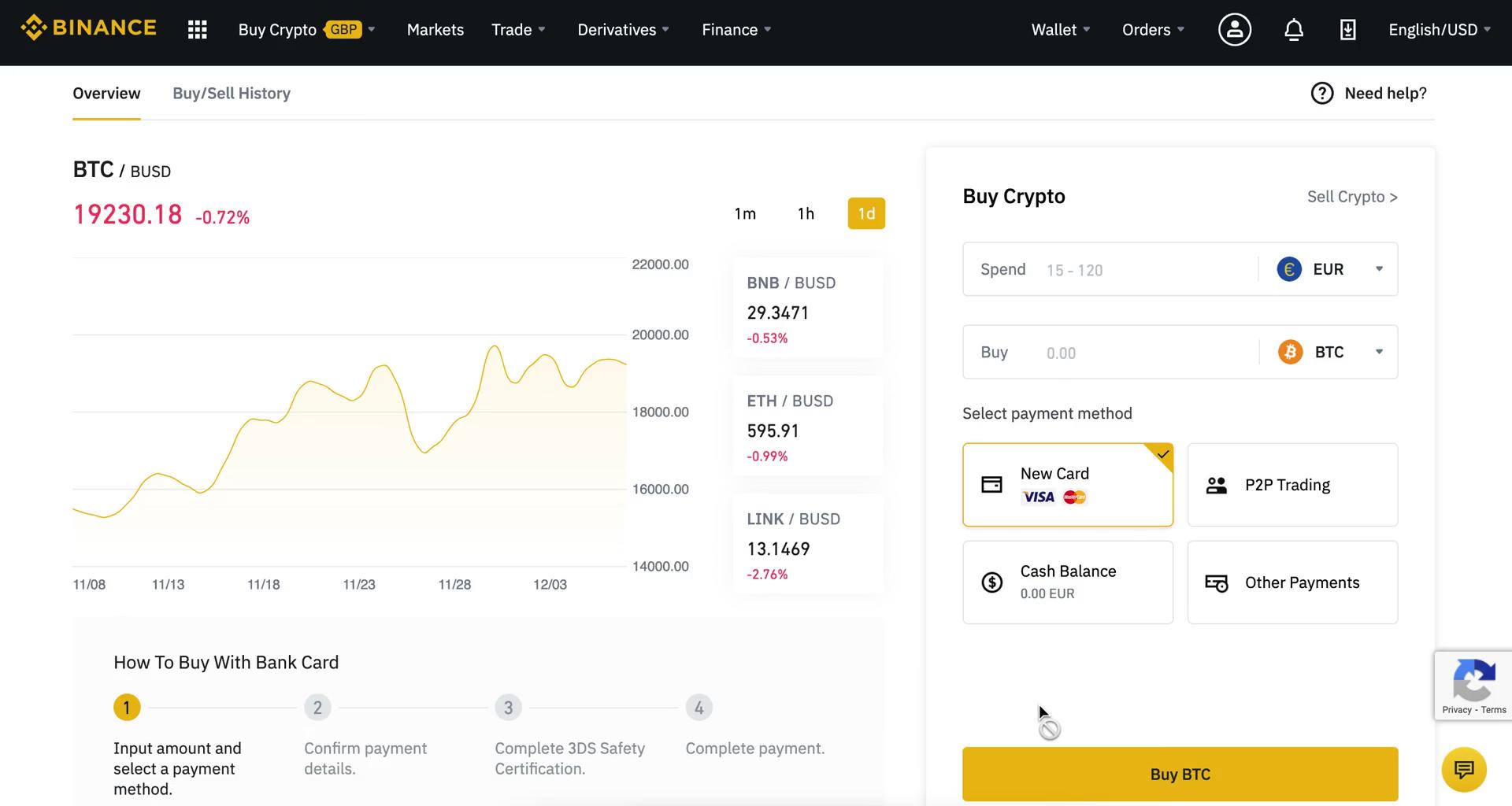 Binance buy crypto screenshot