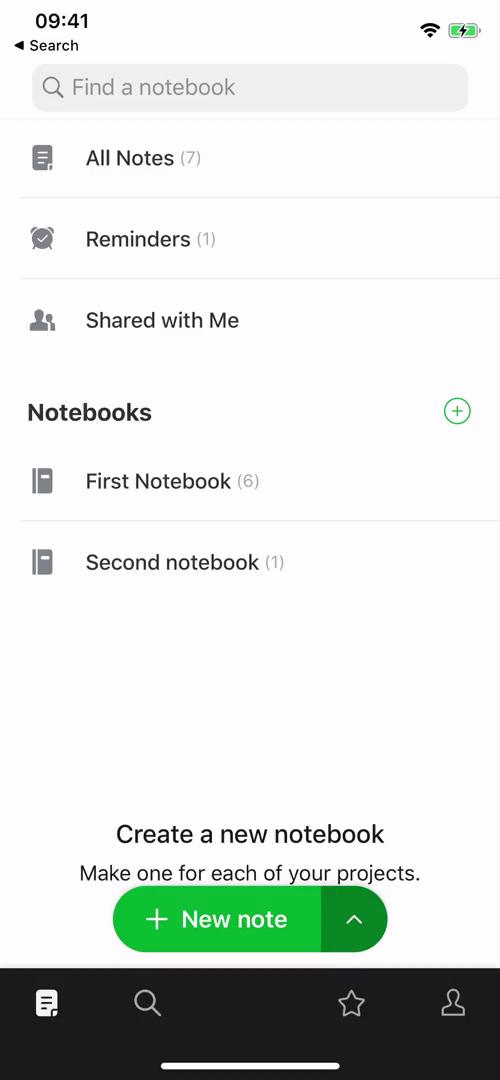 Evernote home screenshot