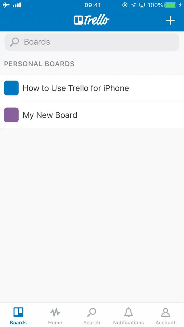 Trello boards screenshot