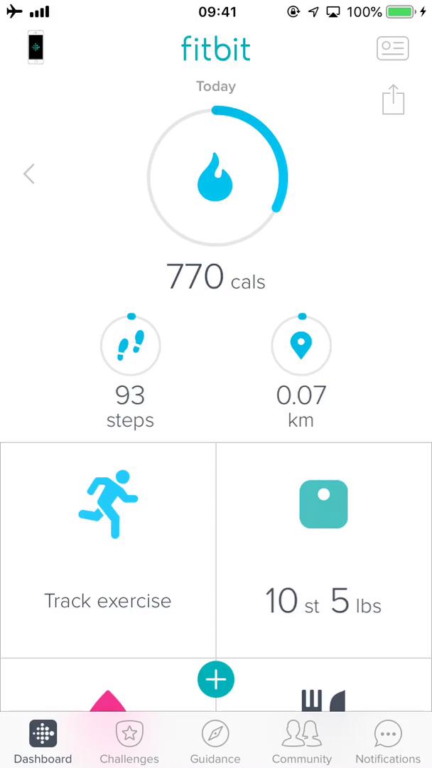 Fitbit dashboard screenshot