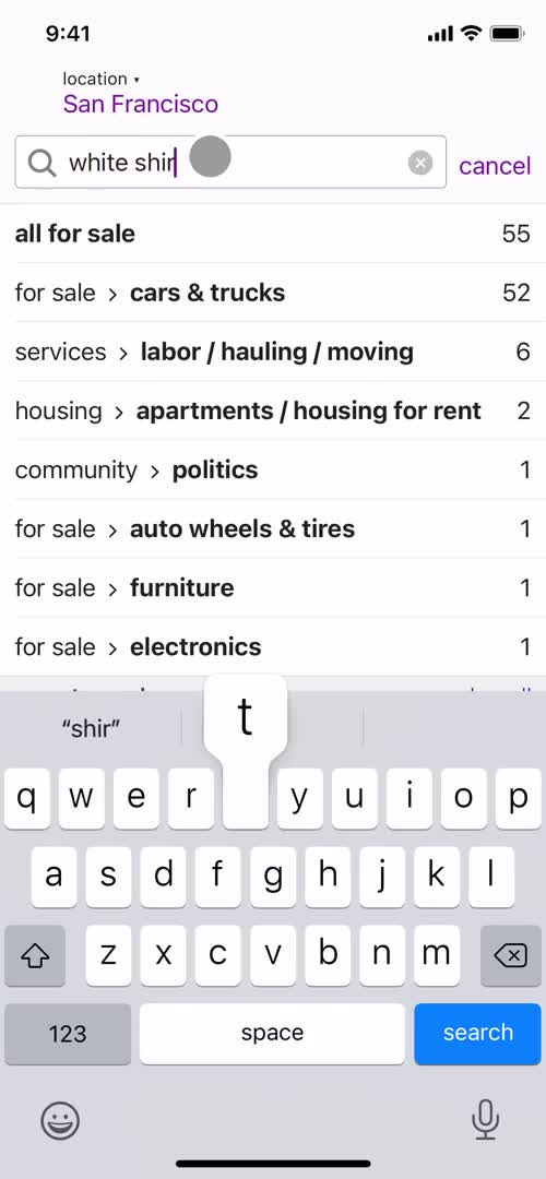 Craigslist suggestions screenshot