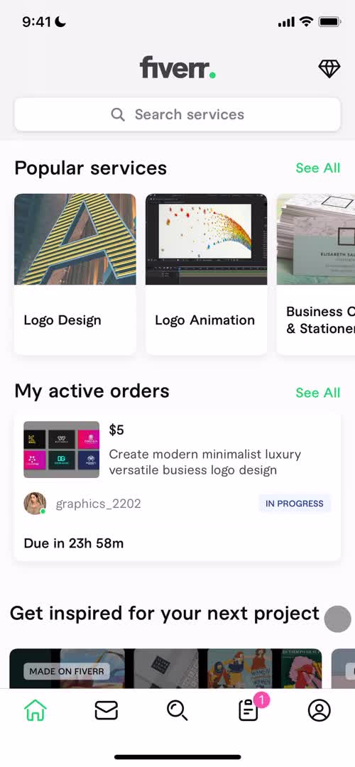 Fiverr home screenshot