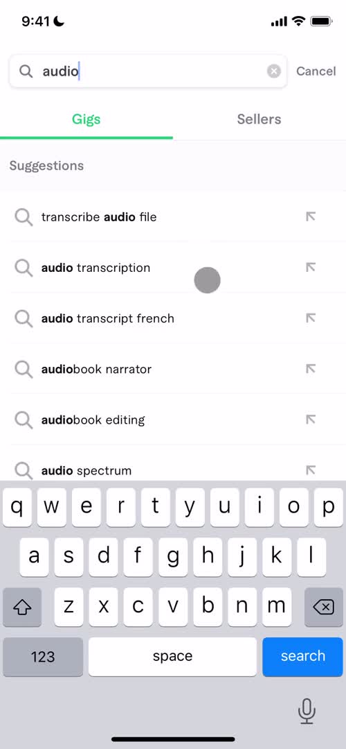 Fiverr search autocomplete screenshot