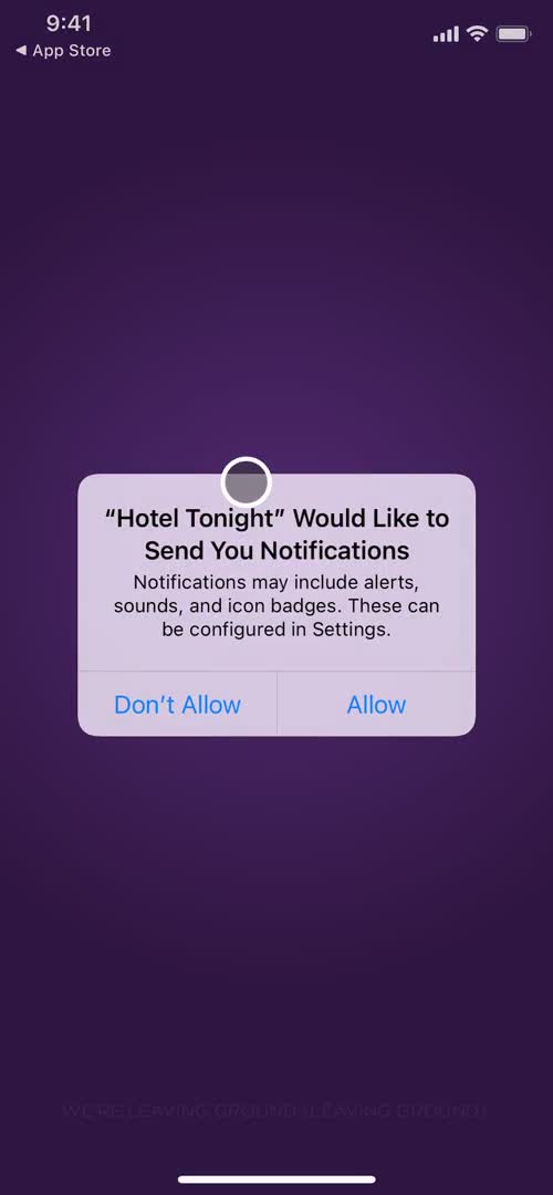 HotelTonight enable notifications screenshot