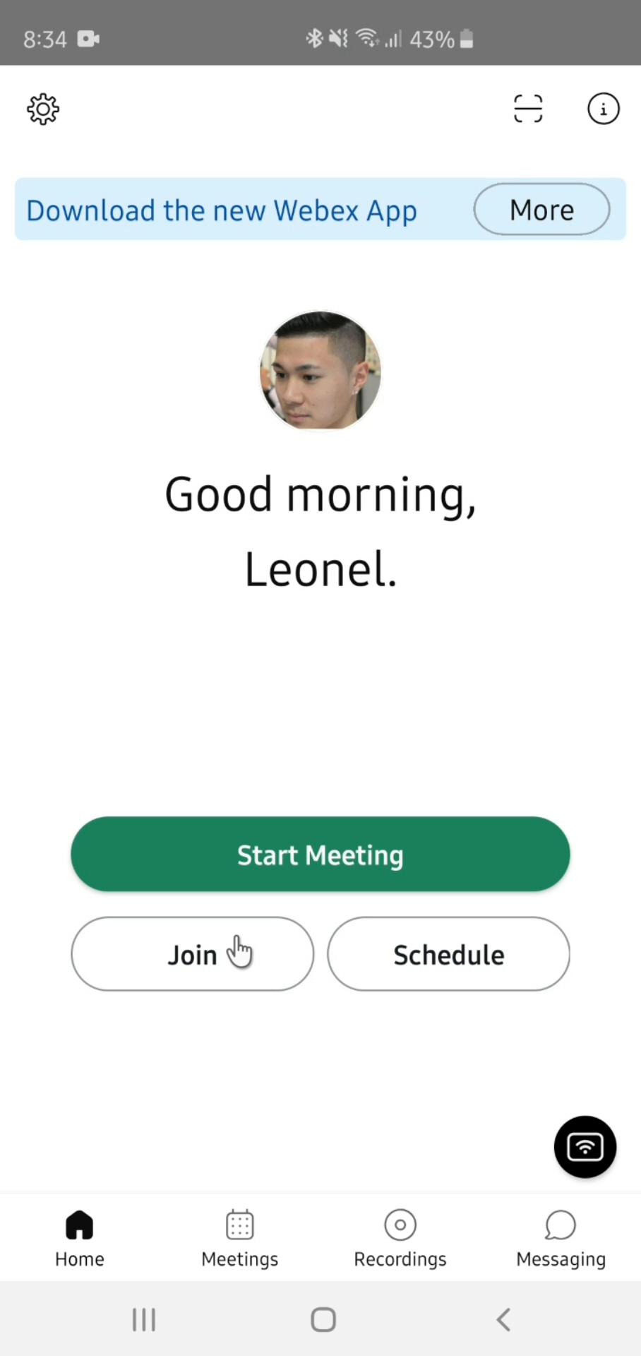 Joining a meeting on Webex video screenshot