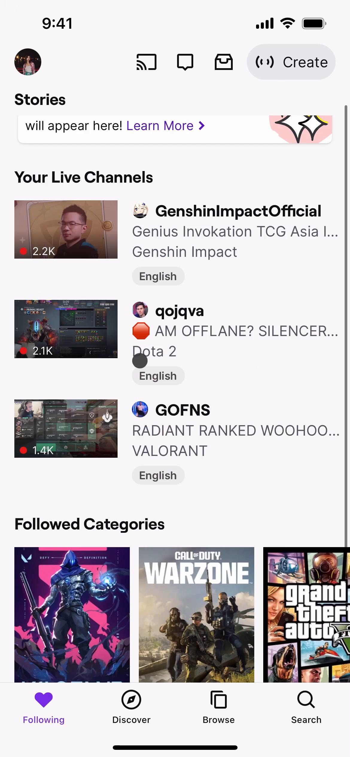 Screenshot of Chatting on Twitch