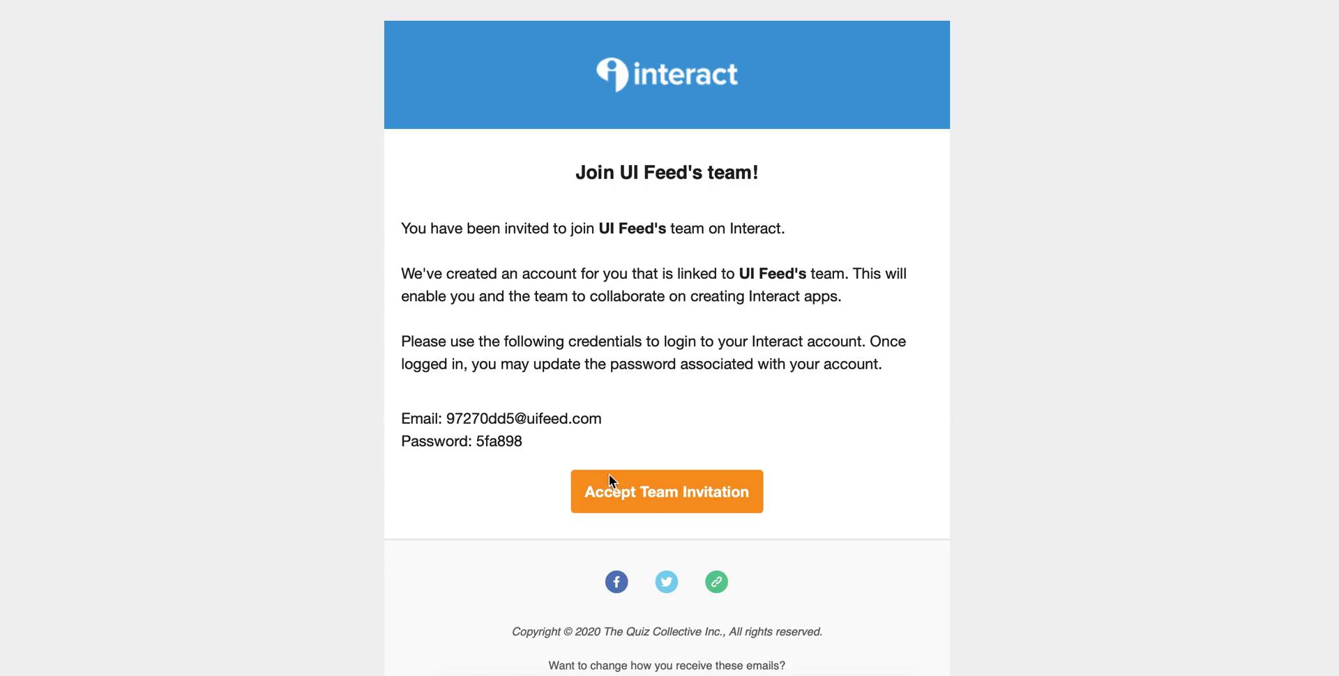 Screenshot of Accepting an invite on Interact