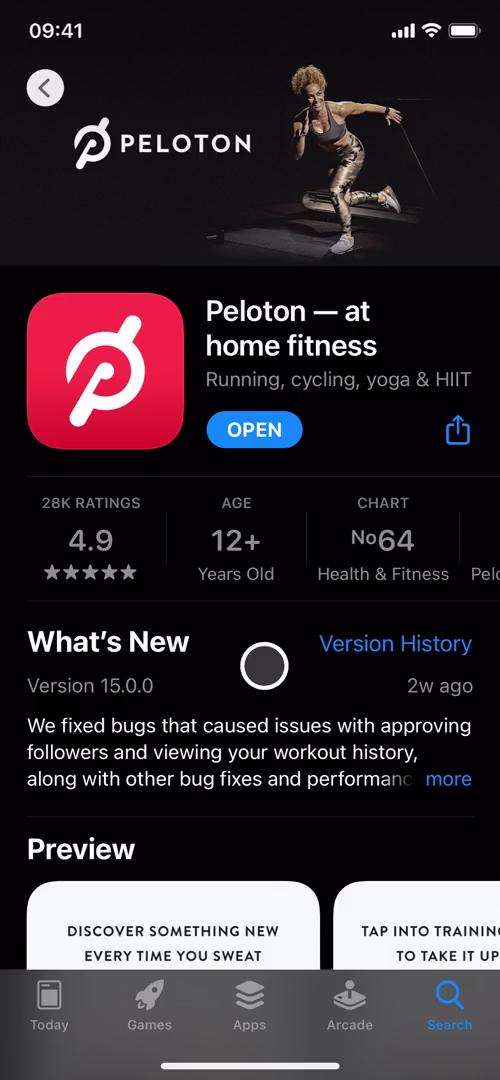 Screenshot of Onboarding on Peloton