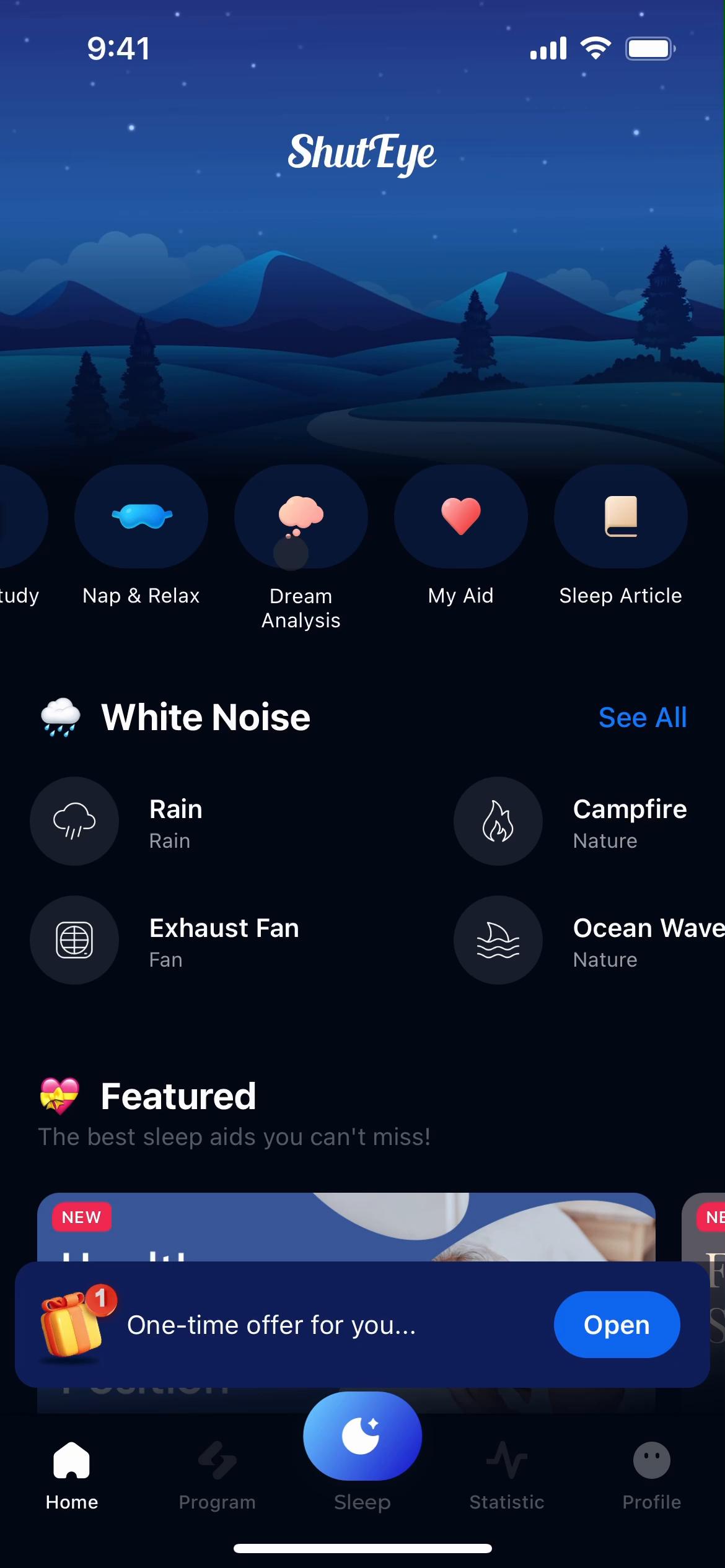 Screenshot of Tracking sleep on ShutEye