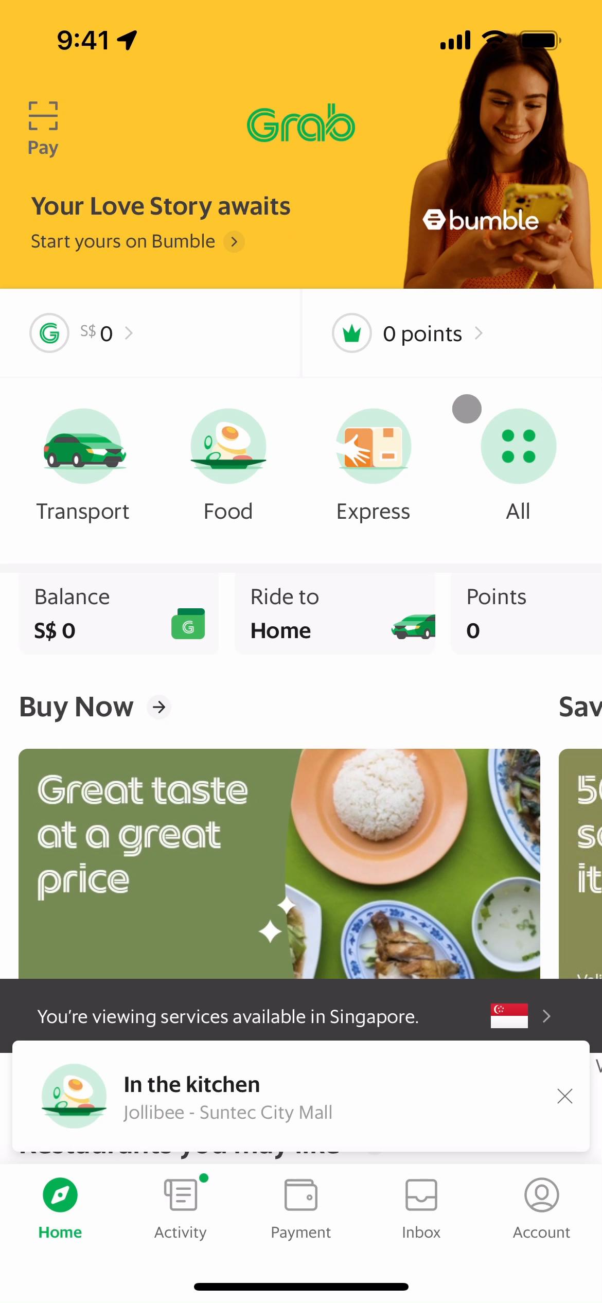 Screenshot of Ordering groceries on Grab