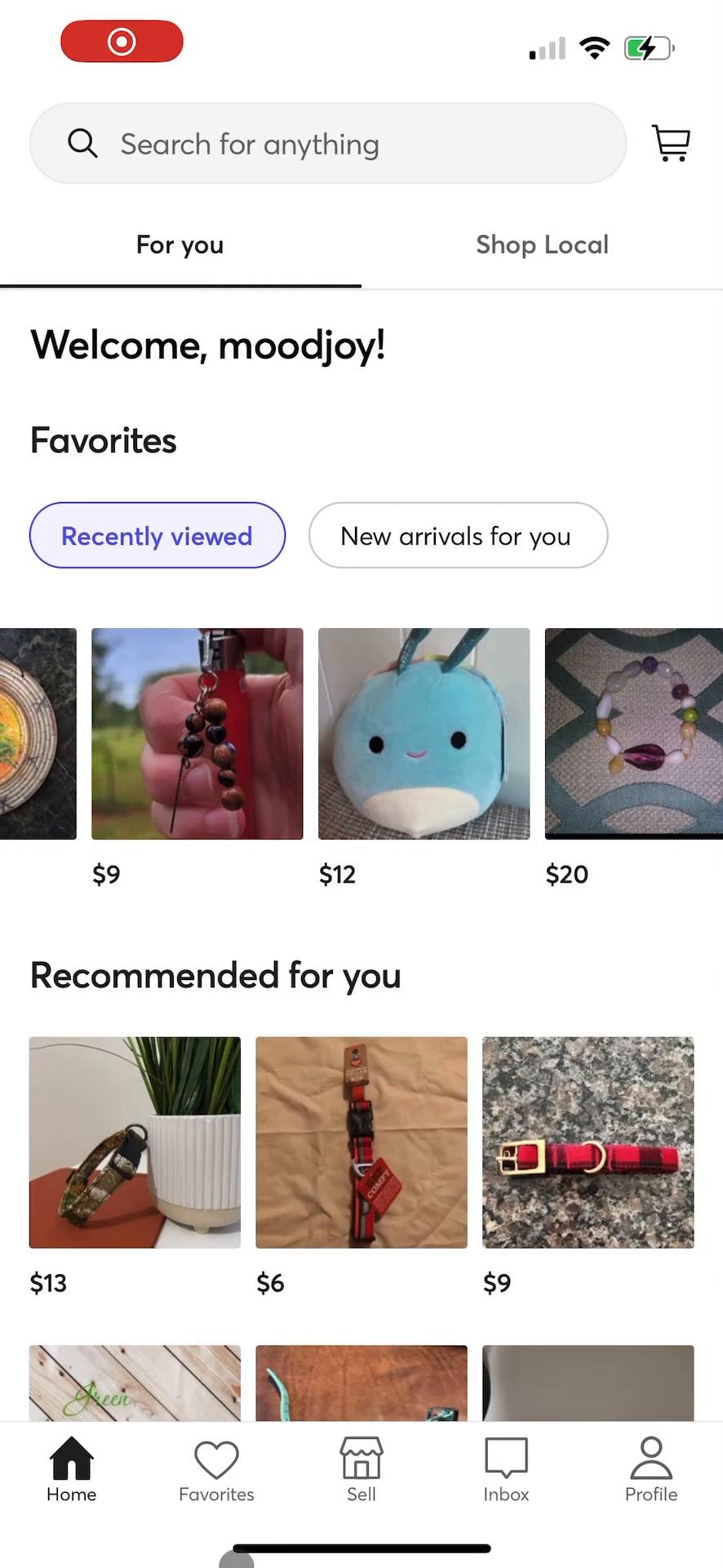 Screenshot of Listing a product on Mercari