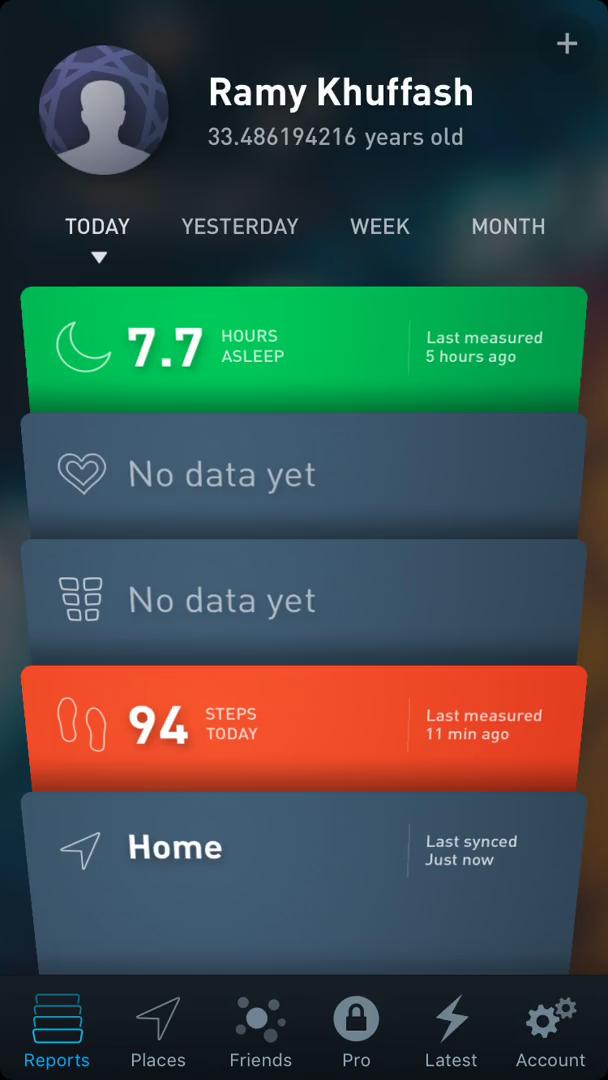 Screenshot of Tracking activity on Gyroscope