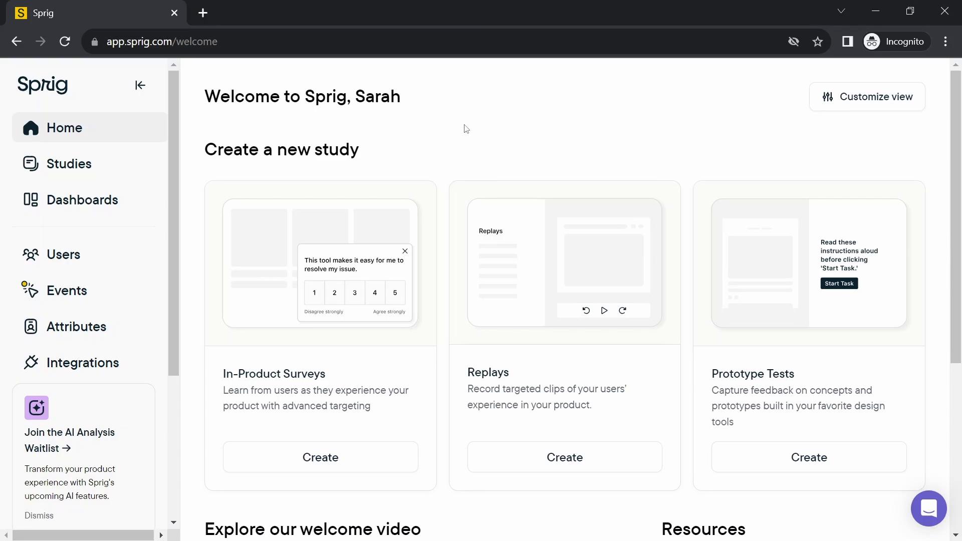 Creating a survey on Sprig video screenshot