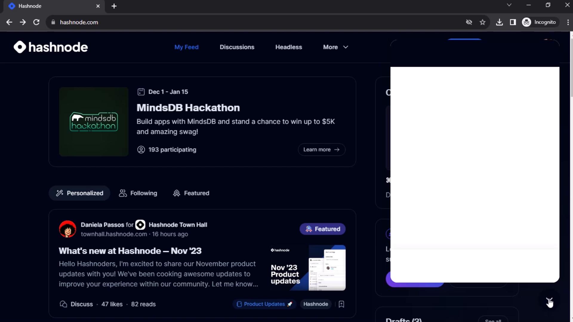 Support on Hashnode video screenshot