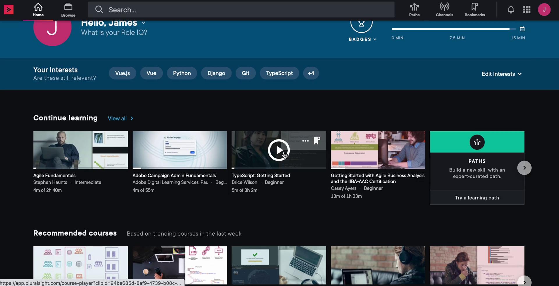 Saving on Pluralsight video screenshot