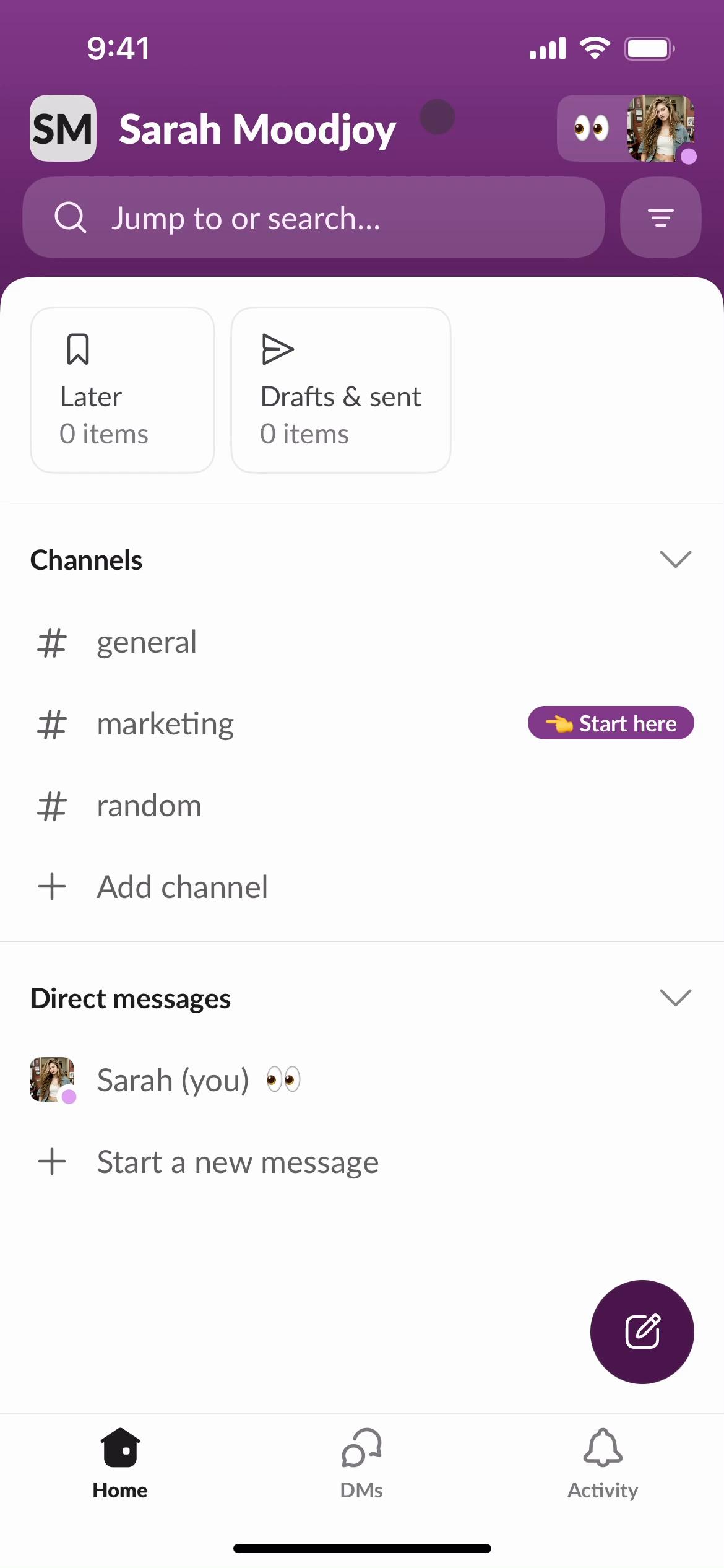 Screenshot of Settings on Slack