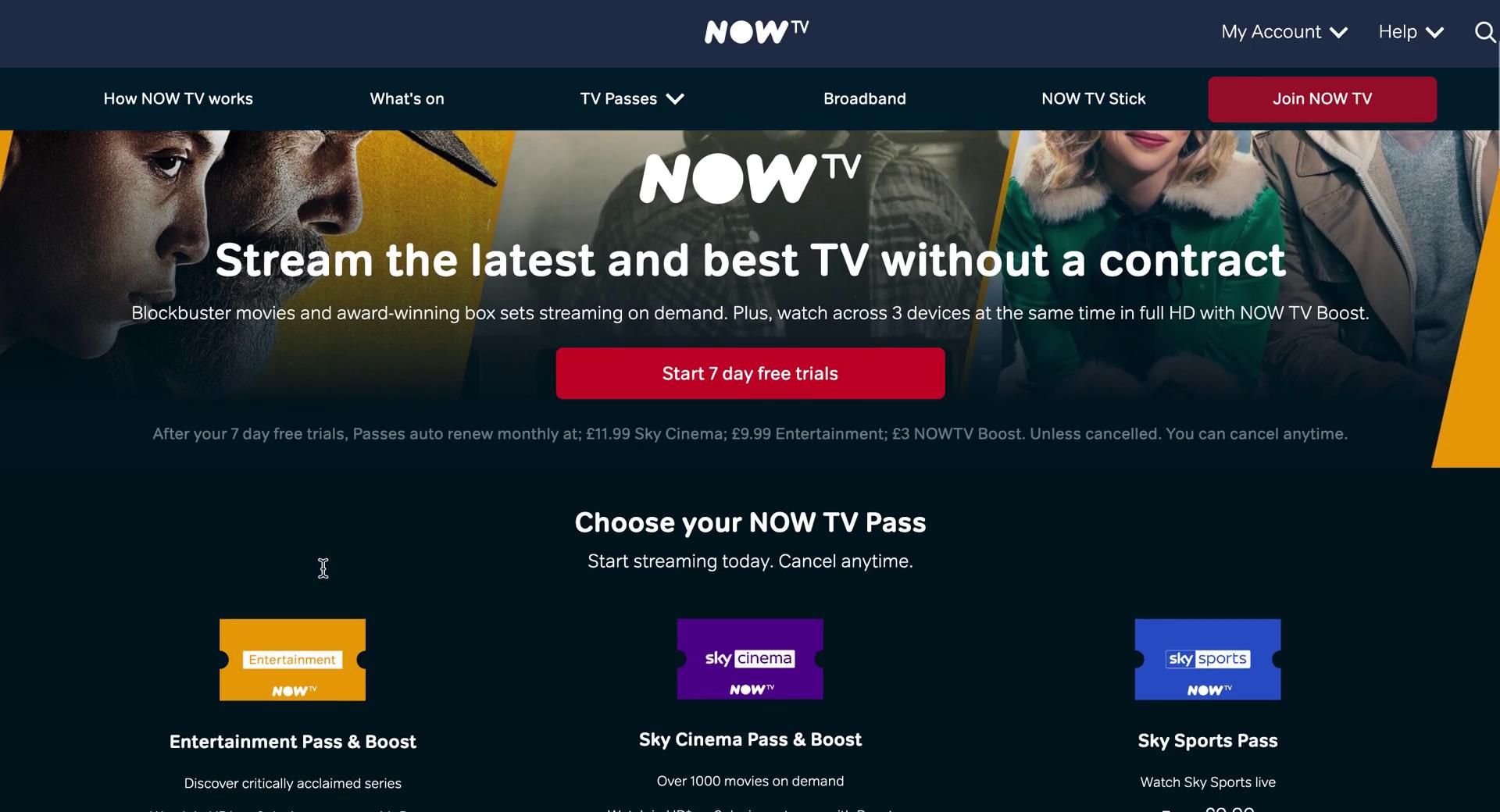 Onboarding on Now TV video screenshot