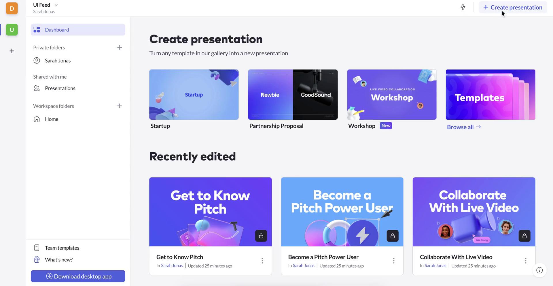 Creating a presentation on Pitch video screenshot