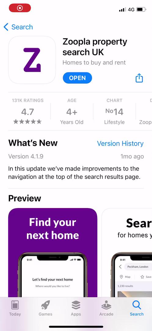 Screenshot of Onboarding on Zoopla