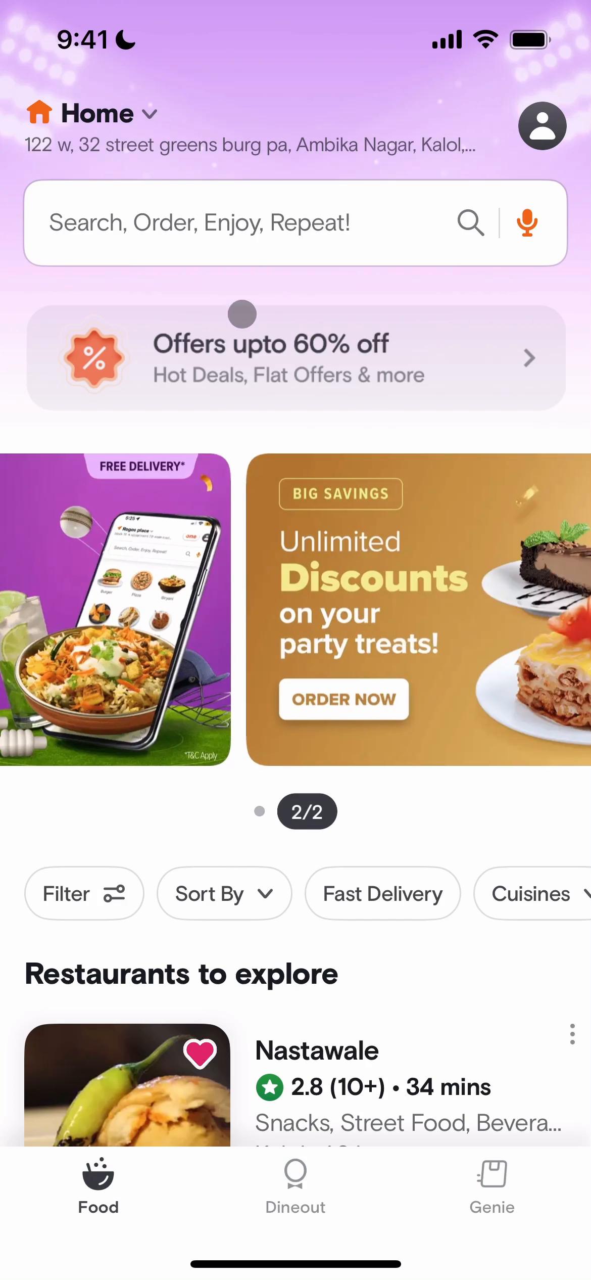 Screenshot of General browsing on Swiggy